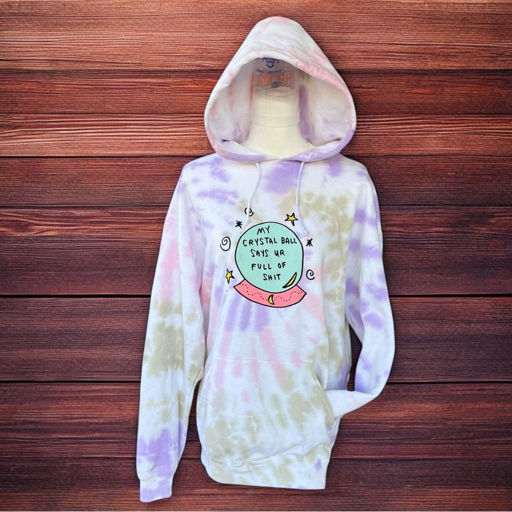 JV Jac Vanek Hoodie  Tie Dye "My  Crystal Ball Says YR Full of Sh**" Women L